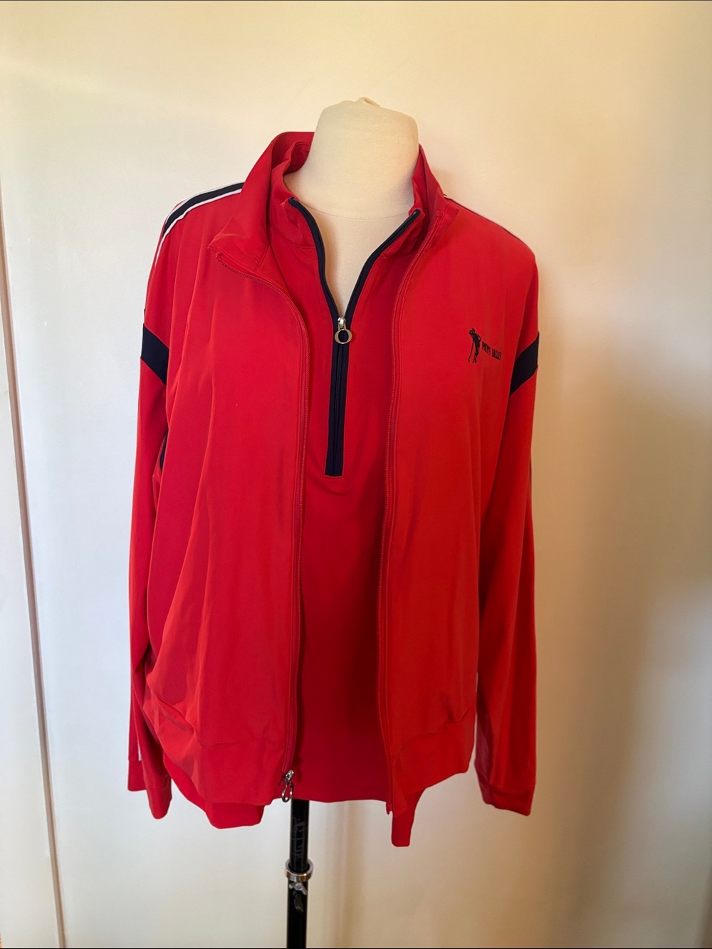 Red Women's Zip-Front Tank Top with Stand Collar Paynes Valley